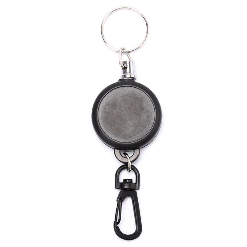 1PC Retractable Pull Key Chain Reel ID Badge Black Card Holder 60CM KeyringBDAU