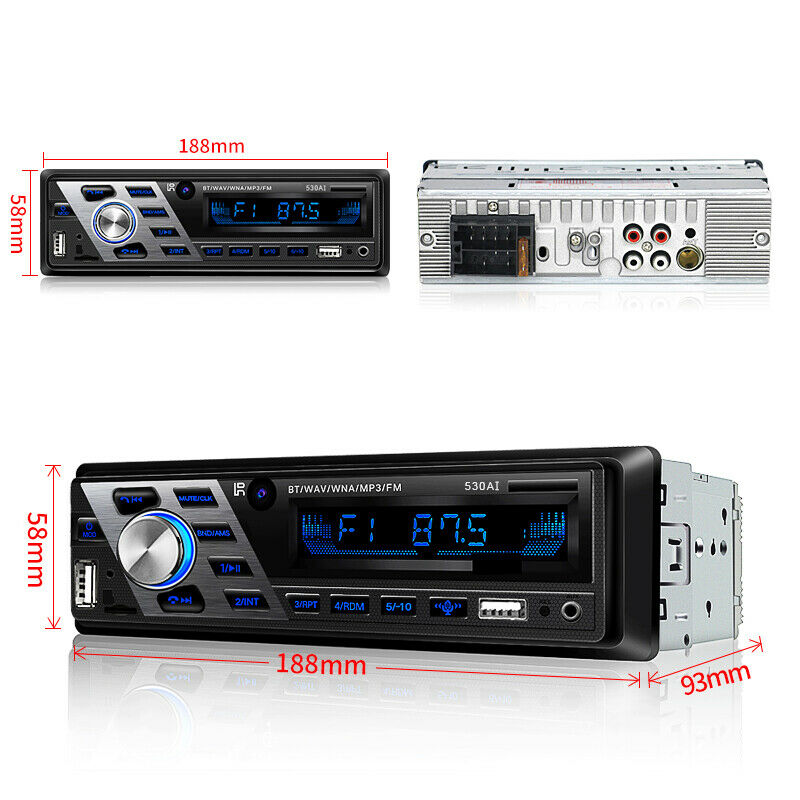 Dual USB Car Stereo MP3 Player Bluetooth Music AUX Radio Audio Voice Control 12V
