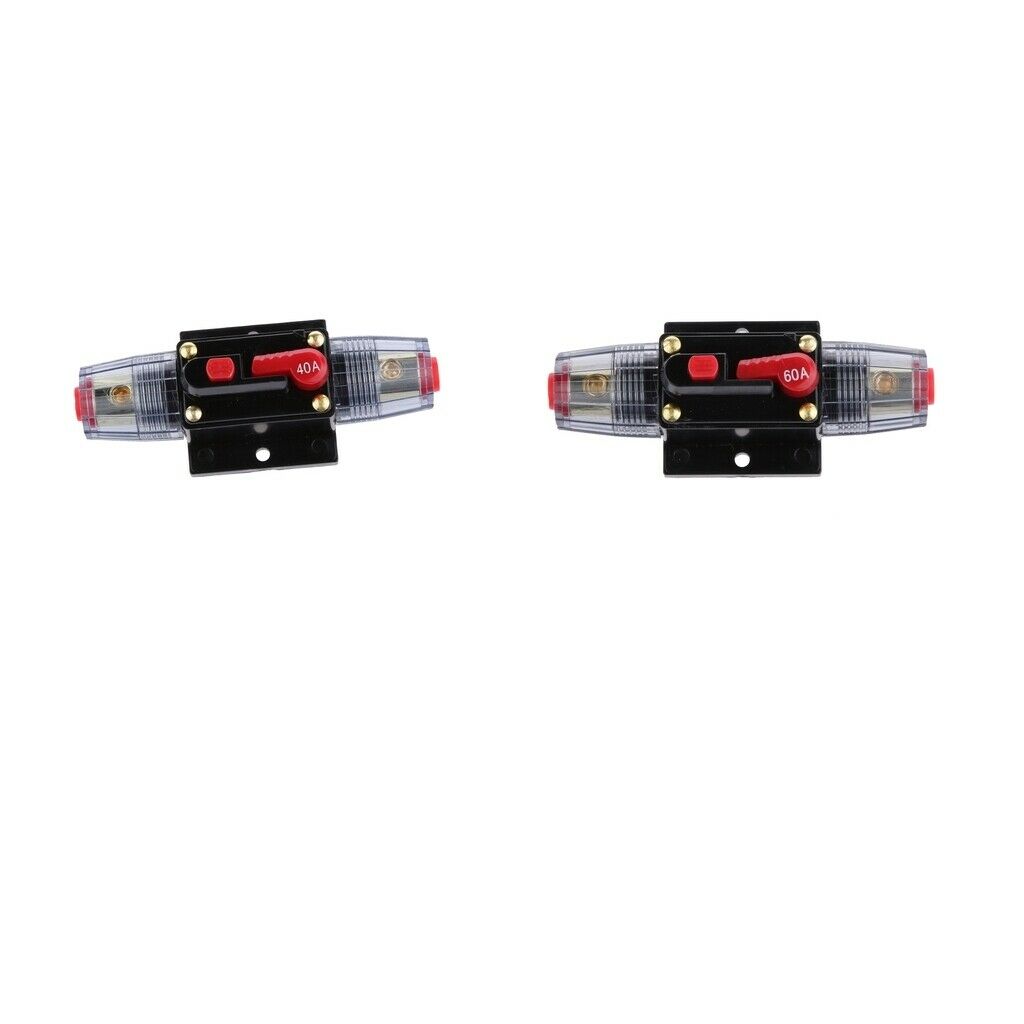2xIn-Line Circuit Breaker Stereo Audio Car Fuse Holder DC12-24V(40Amp+60Amp)