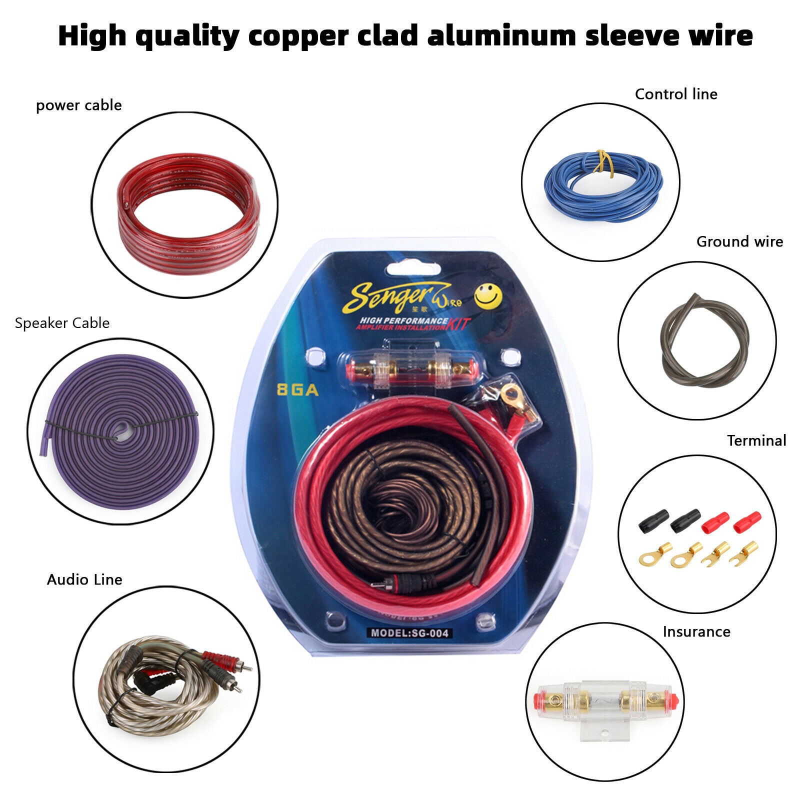 1200W 17ft Cable 8GA Car Amplifier Wiring Kit Audio RCA Sub FUSE Wiring Wire