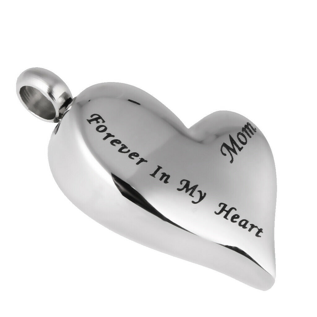 Mom Forever In My Heart Cremation Urn Pendant Ball Bead Chain Necklace Gift