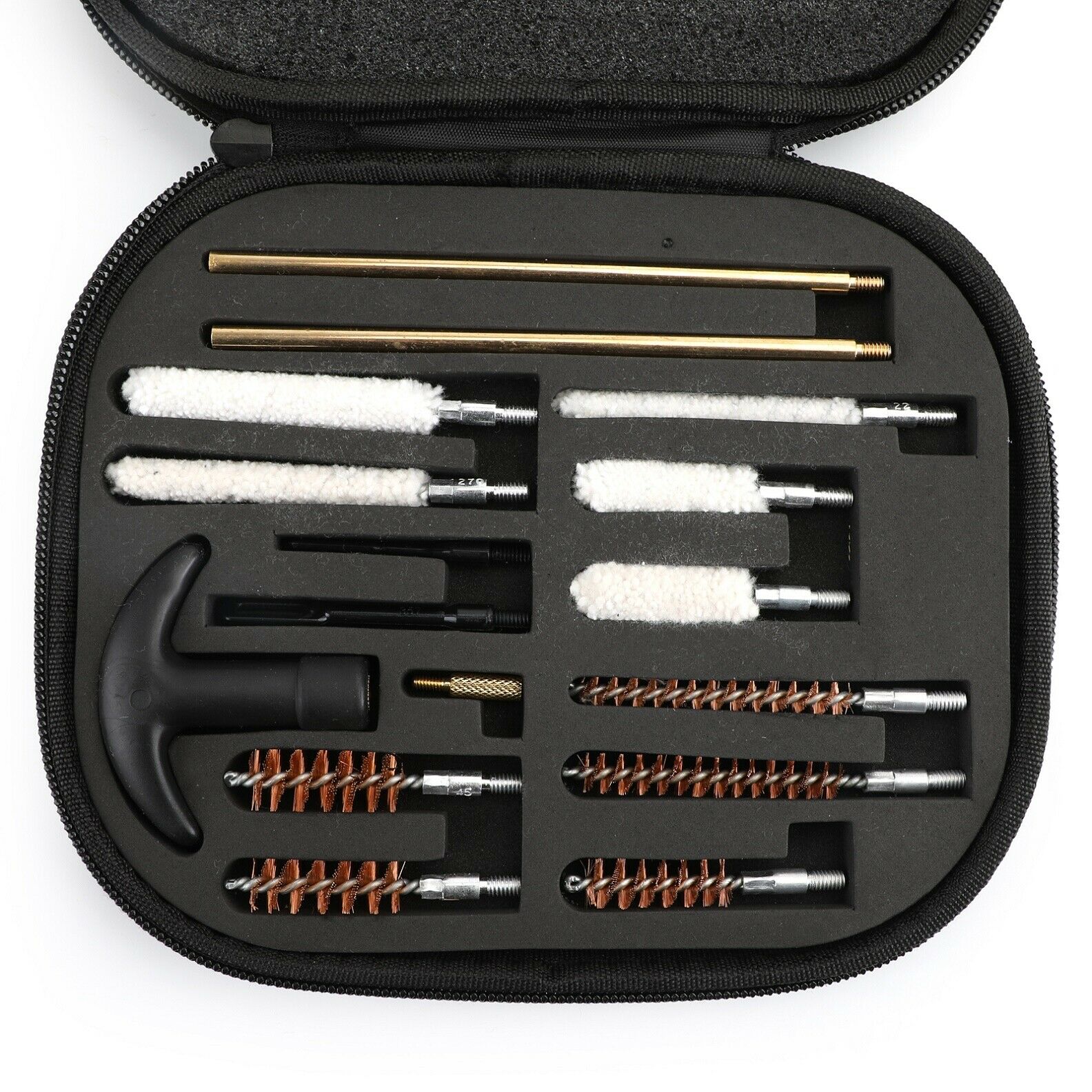 16pcs Pistol Gun Cleaning Kit Universal for .22 38 40 44 45 357 cal 9mm Hand Gun