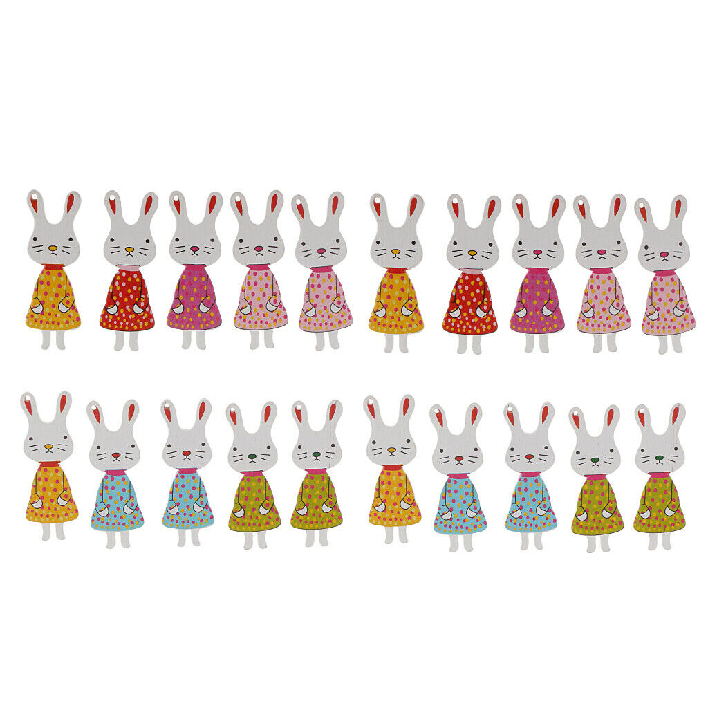 20 Pieces Wood Buttons Sewing DIY Scrapbooking Crafts Rabbit Shape Button