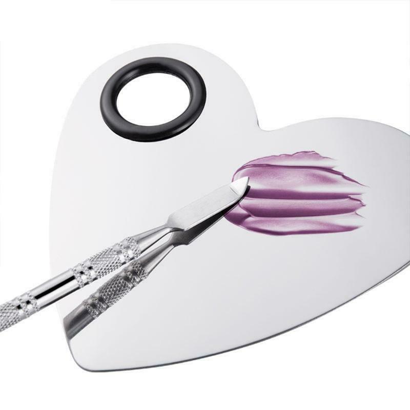 Stainless Steel Makeup Mixing Palette with Spatula Tools Heart Shaped Cosmetic