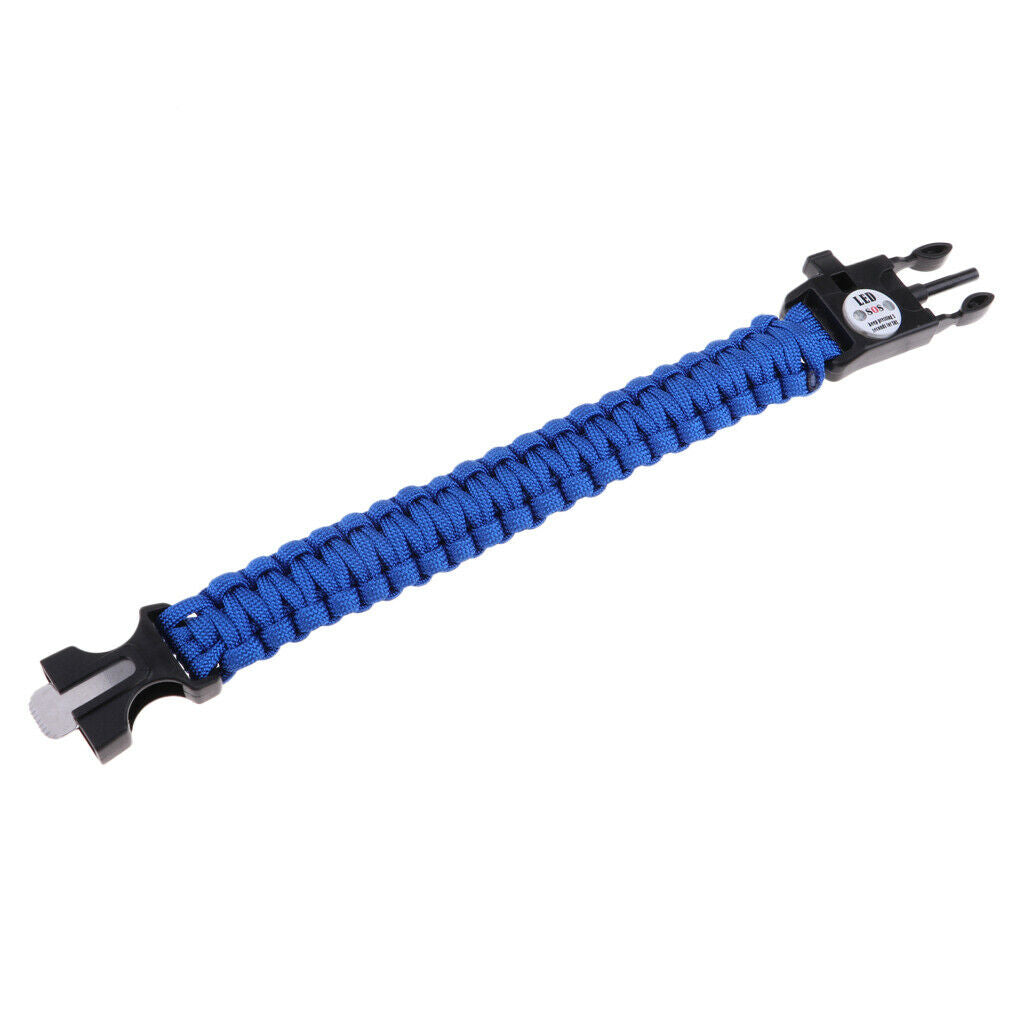 Outdoor Parachute Lanyard Survival Bracelet LED Webbing Rope Cord Blue