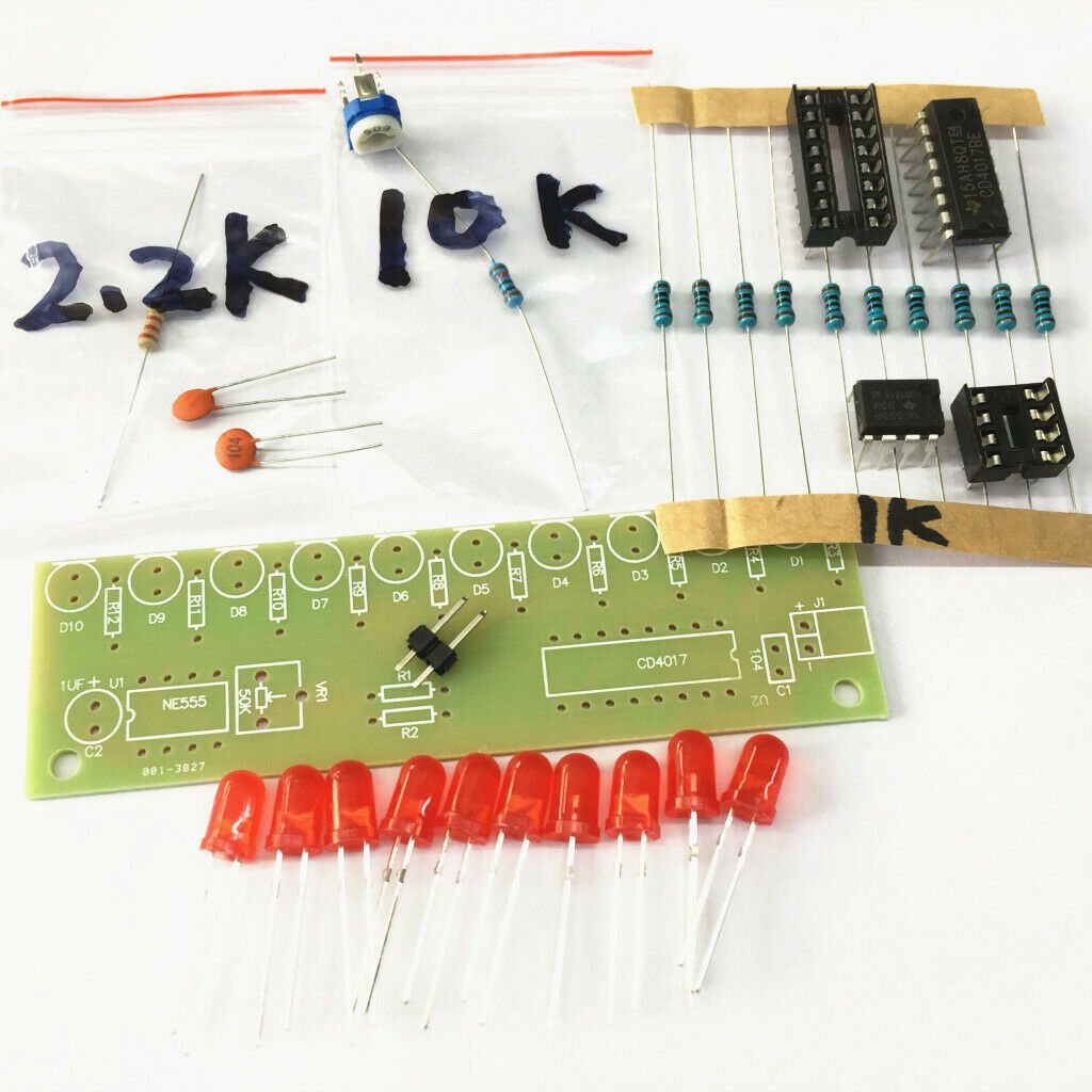 3-5V NE555+CD4017 Kit 10 Channel LED Light Light DIY Kit Electronic Board