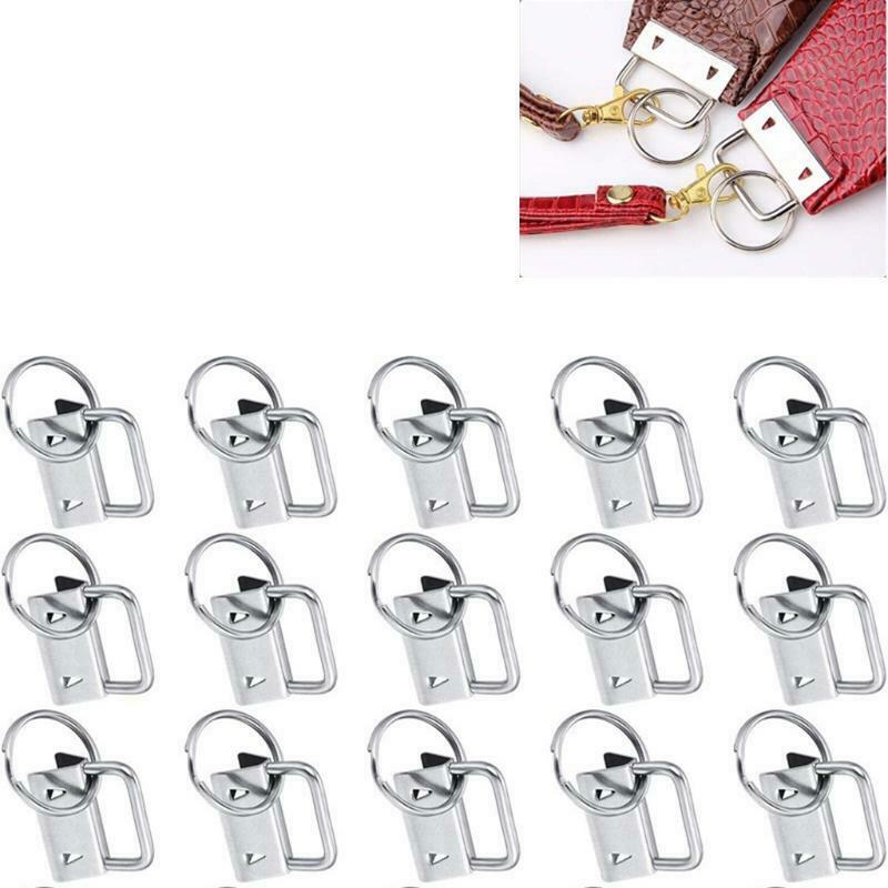 40pcs Key Fob Hardware with Key Rings for Bag Wristlets Ribbon Webbing Embossed