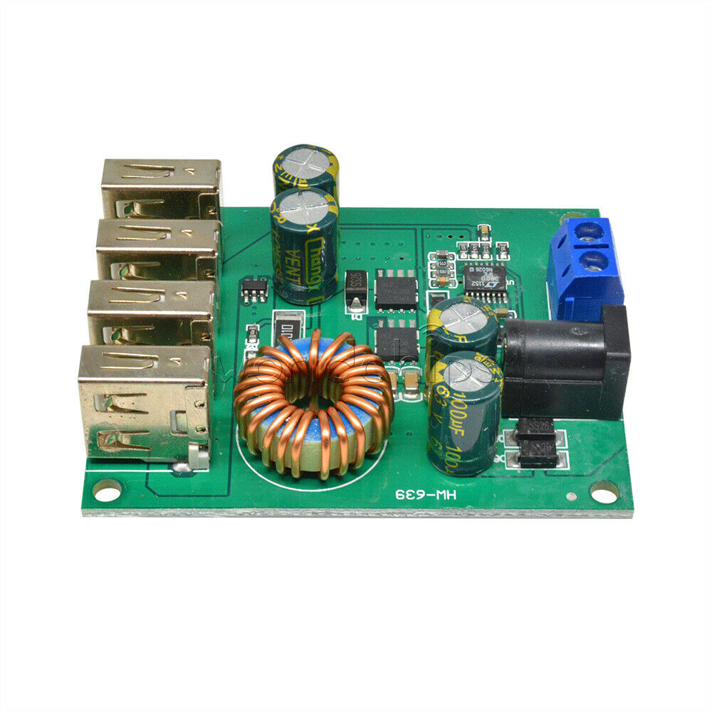 4 USB Output Step Down Car Power Supply Buck Converter DC-DC 7-60V To 5V 5A New