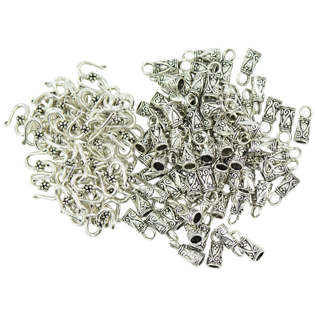 30 Sets Alloy Hook End Caps Leather Cord Beading Crafts Crimp Bead Wholesale