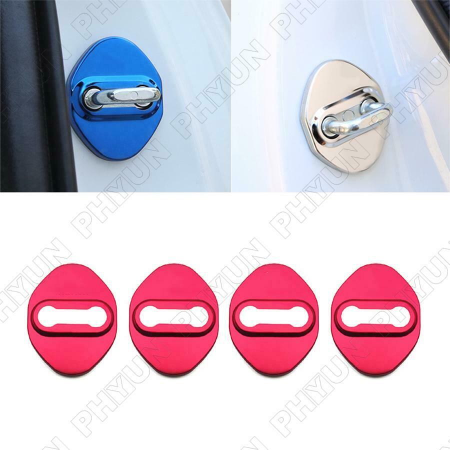 For Hyundai Door Lock Striker Cover Red Stainless Steel Door Lock Protector Trim