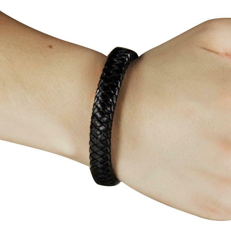 Mens Fashion Punk Leather Wrap Braided Wristband Cuff Punk Bracelet Bangle