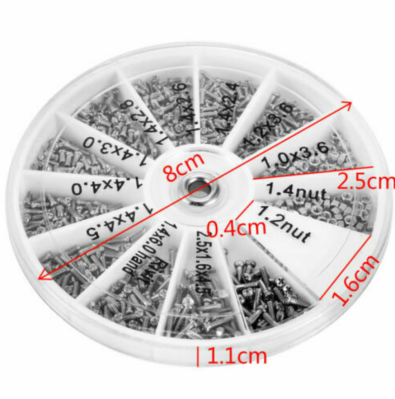 600Pcs 12 kinds M1-M1.6 Stainless Steel Screws Nuts Electronic Assortment Set.
