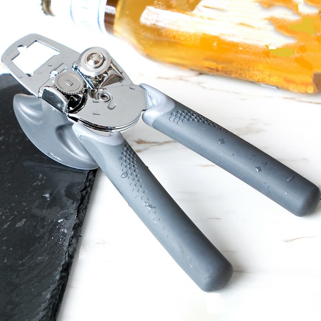 Stainless Manual Can Opener Hand Grip Bottle Opener Smooth Edge Kitchen Tool