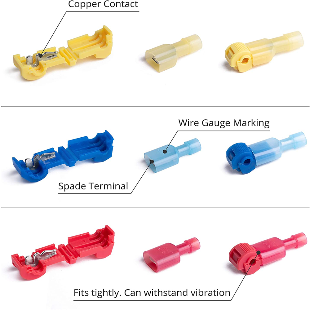 240Pcs 22-10 AWG Insulated T-Tap Quick Splice Combo Wire Terminal Connectors Kit