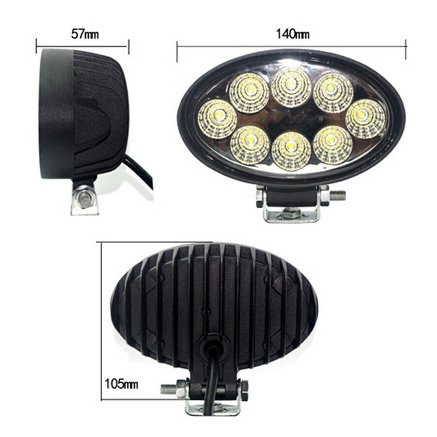 2x Oval LED Flood Driving Light Work Light 6000K IP 67 2000LM for SUV Car Truck