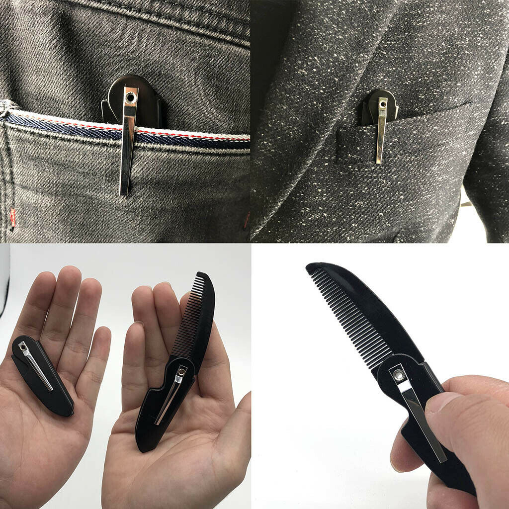 Handmade Plastic Foldable Mustache Beard Comb for Pockets Wallet Anti-static