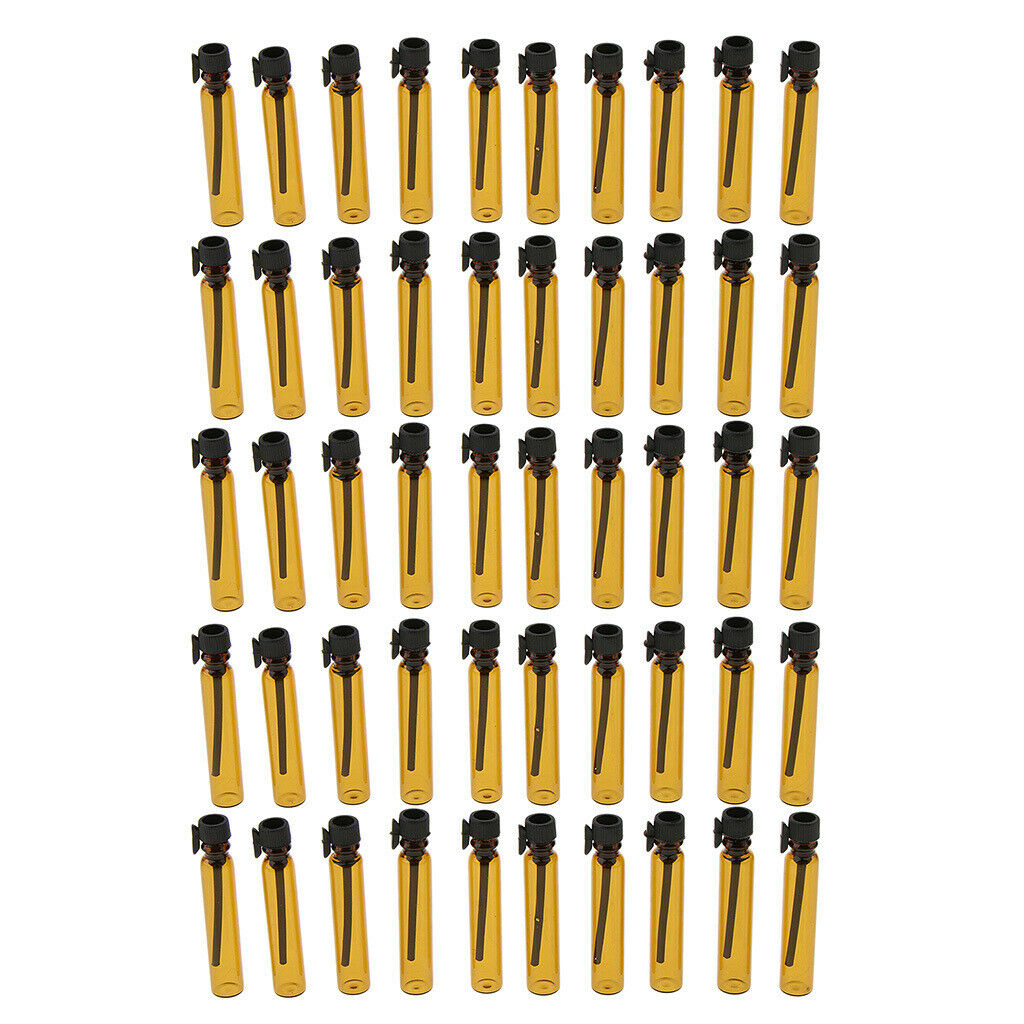 50, Amber, 2 ml, Empty Glass Bottles, Great for Essential Oils, Aromatherapy,