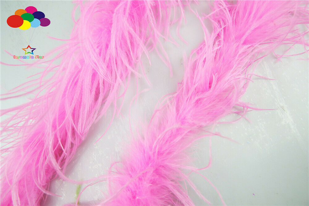 2M pink ostrich feather strip boa Costumes Trim Craft Trim for Party Costume