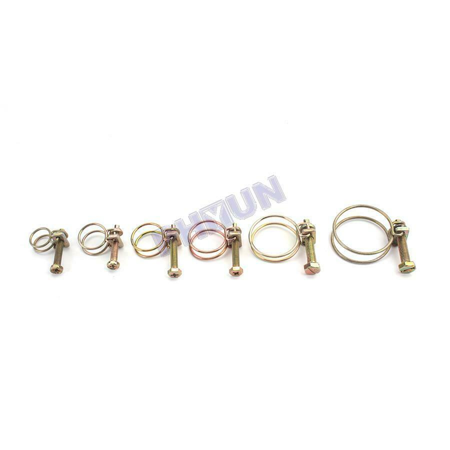 42x Double Wire Hose Clamps Pipe Clips Screws Bolts w/ Bolts Locking 6 Sizes