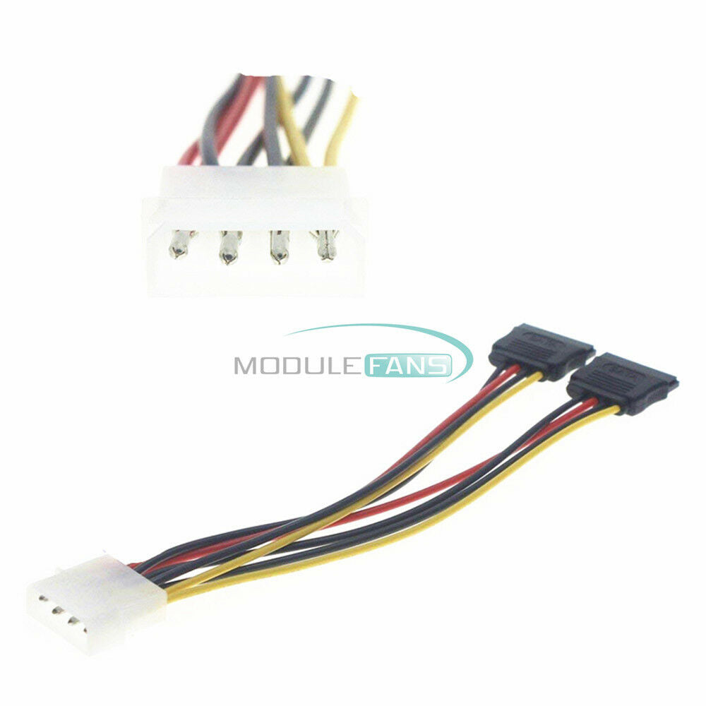 4 Pin IDE Molex to 2 Serial ATA SATA Hard Drive Power Adapter Wire Cable