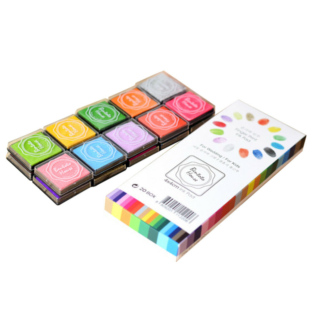 20 Colours Water-soluble Stamp Ink Pads Kids Classroom Printing Card Making