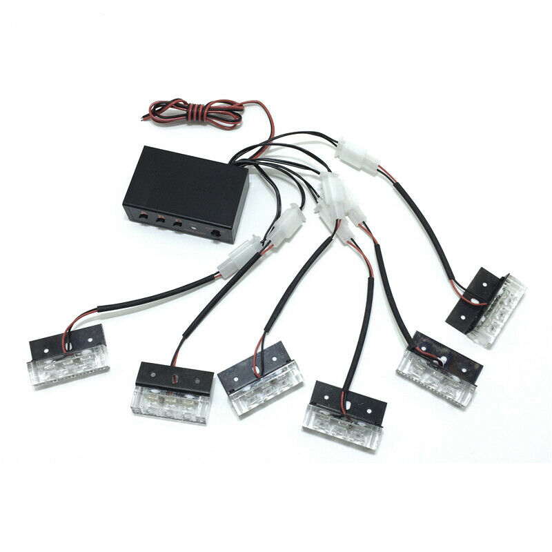Car 18-LED Amber Strobe Emergency Flashing Warning Grill Light 12V Bright Set