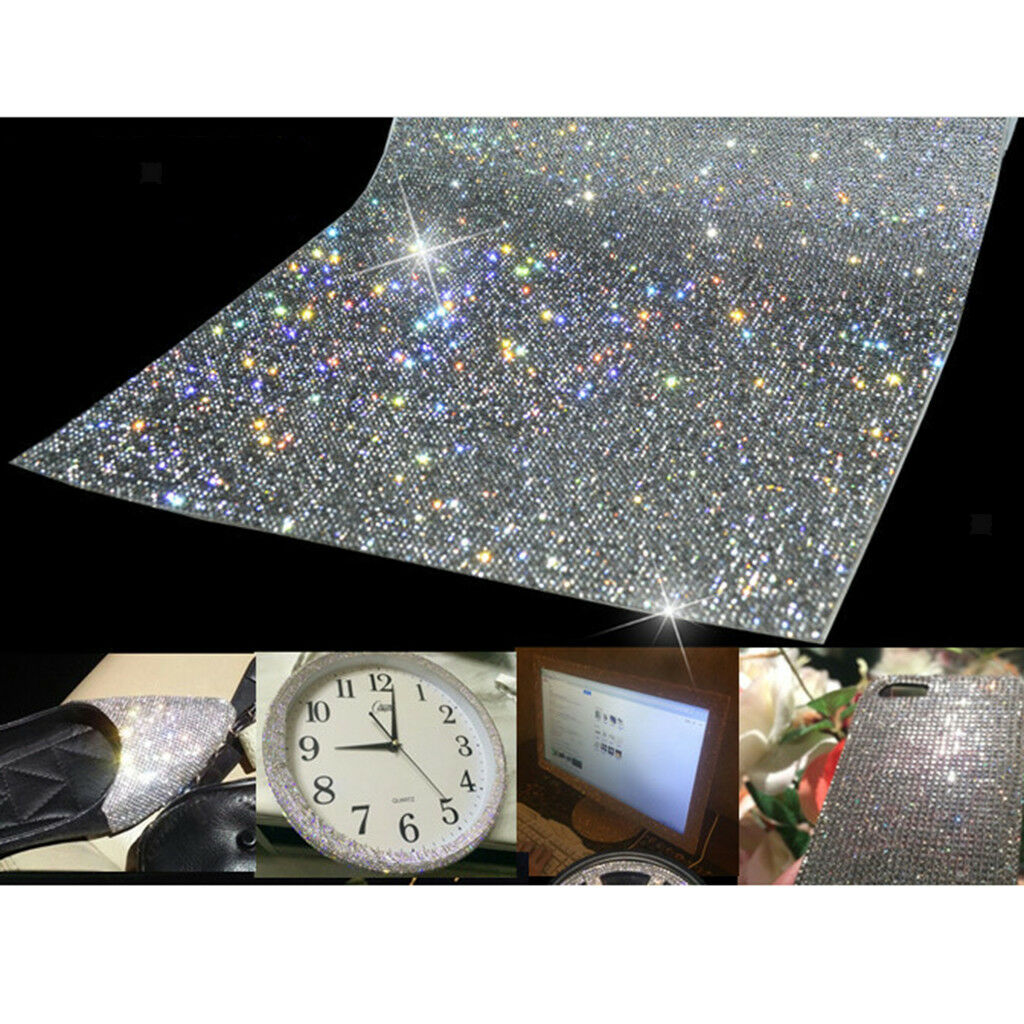 24x40cm Rhinestone Diamond Cover Stickers Self Adhesive Crystal Decor Sliver