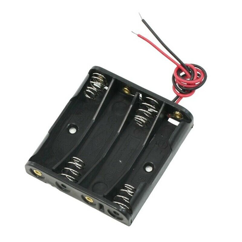 Black 4 x 1.5V AAA Battery Holder Storage Case Box w Wire Leads S6R6R6