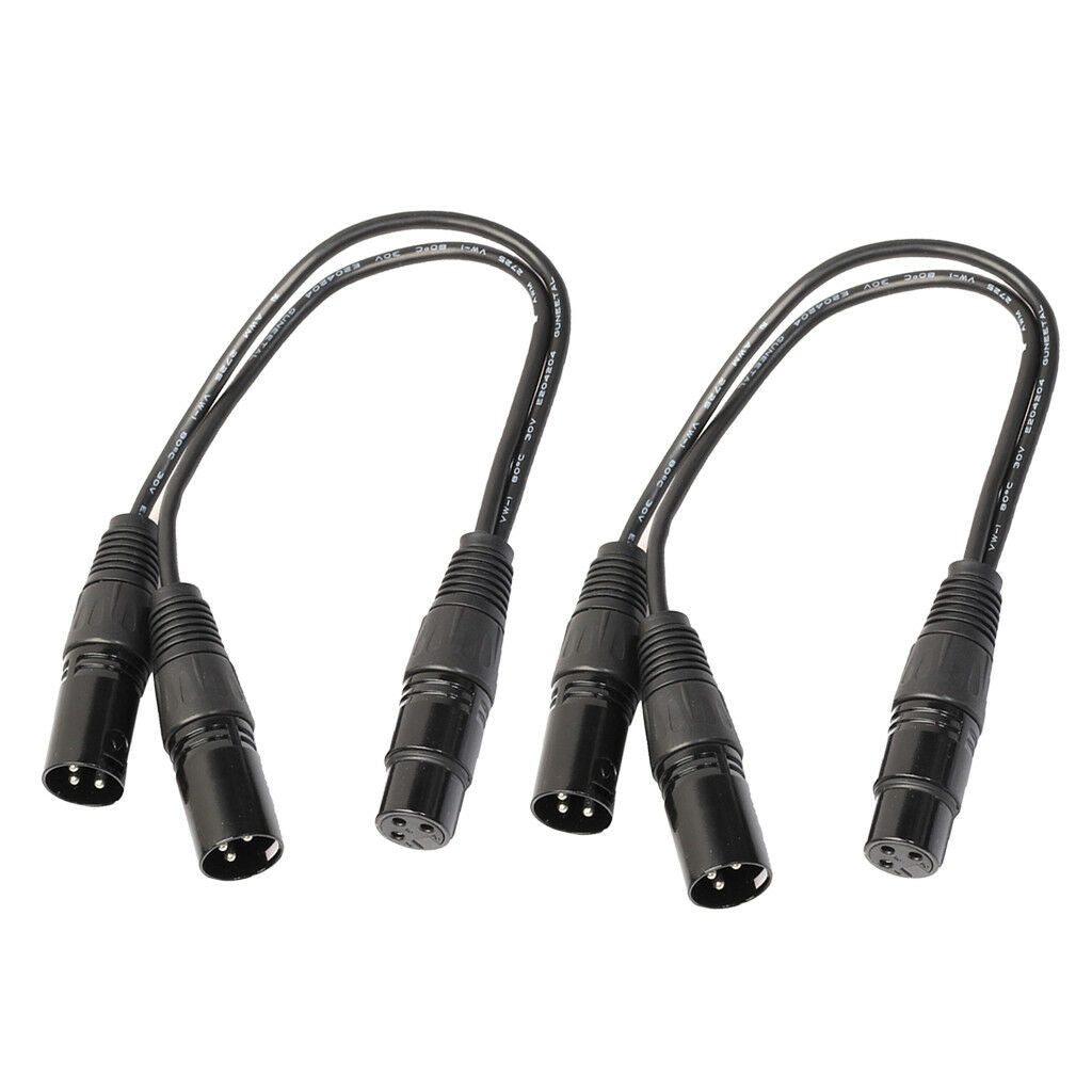 2X XLR 3Pin Female to 2 XLR Male Y Splitter Cable Adapter Converter Cord 1ft