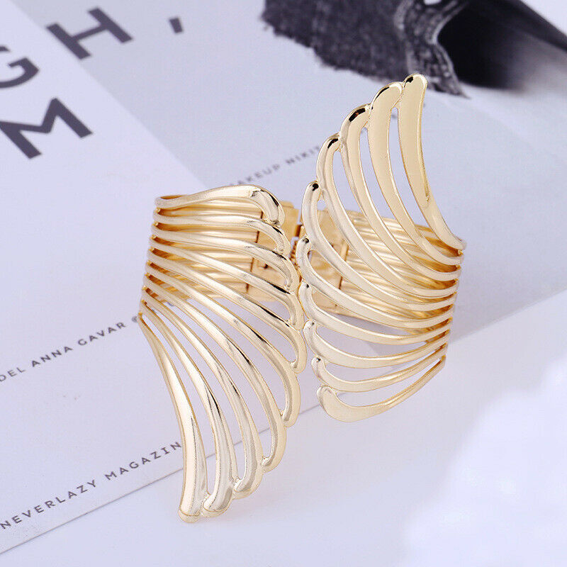 Fashion Women Angel Wing Open Cuff Wide Bangle Bracelet Party Jewelry Gift