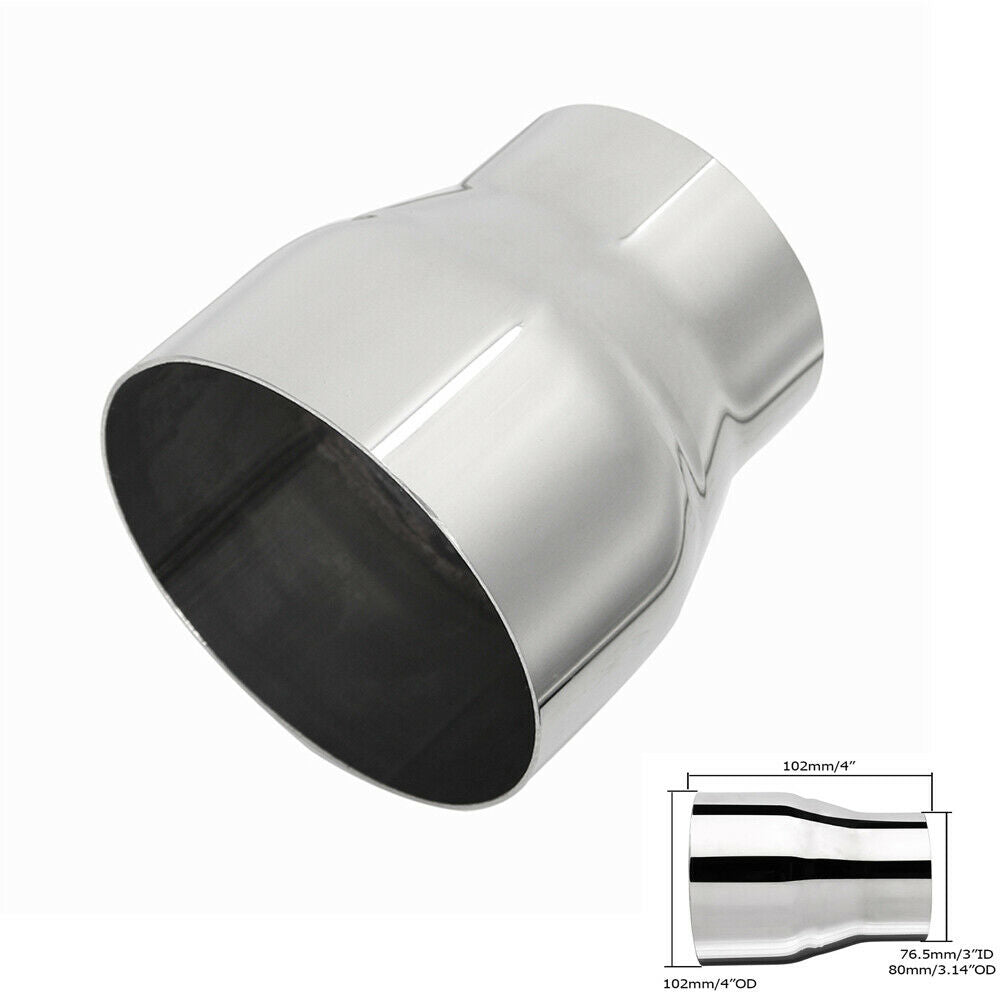 3" ID to 4" OD Car Exhaust Pipe Adapter Connector Premium Chrome Stainless Steel