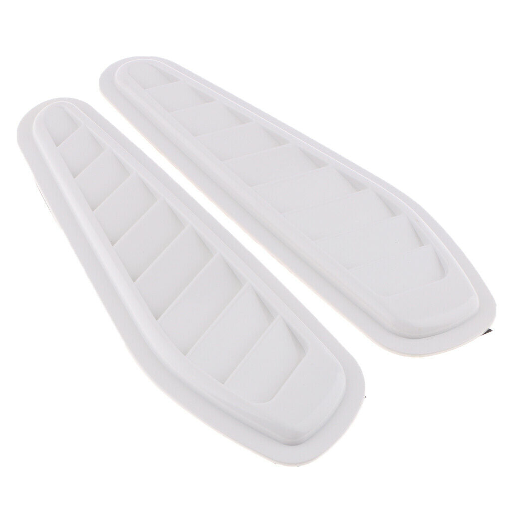 2 Pieces Air Flow Intake Turbo Bonnet Hood Side Vent Grille Cover White