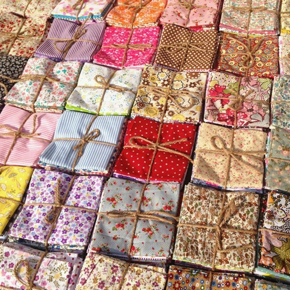 50x Floral Cotton Fabric Bundle Patchwork Scraps Quilting Sewing Crafts 10X10cm
