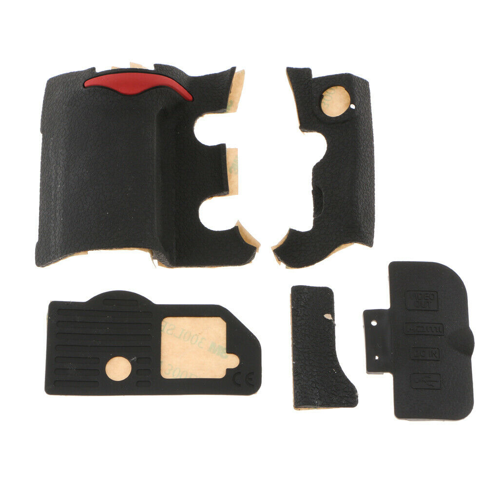 5 Pack Front Rear Grip Rubber Set + USB Cover + Tape for Nikon D300S Camera