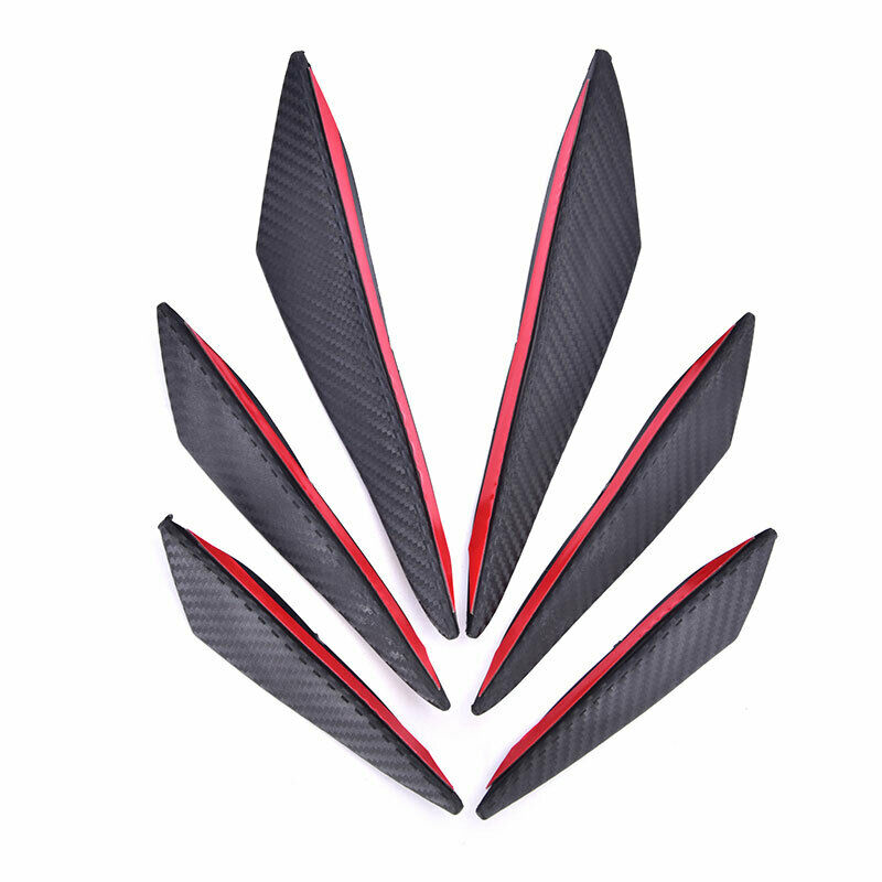 6x Carbon Fiber Car Front Bumper Canards Diffuser Lip Splitter Fins AccessorBDA