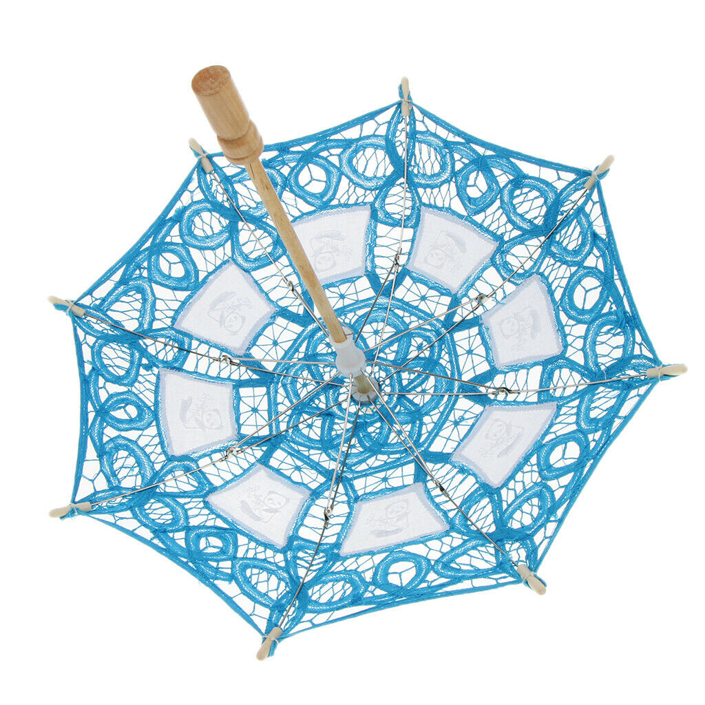 2pcs Lace Wedding Bridal Umbrella Embroidery Parasol Costume Accessories