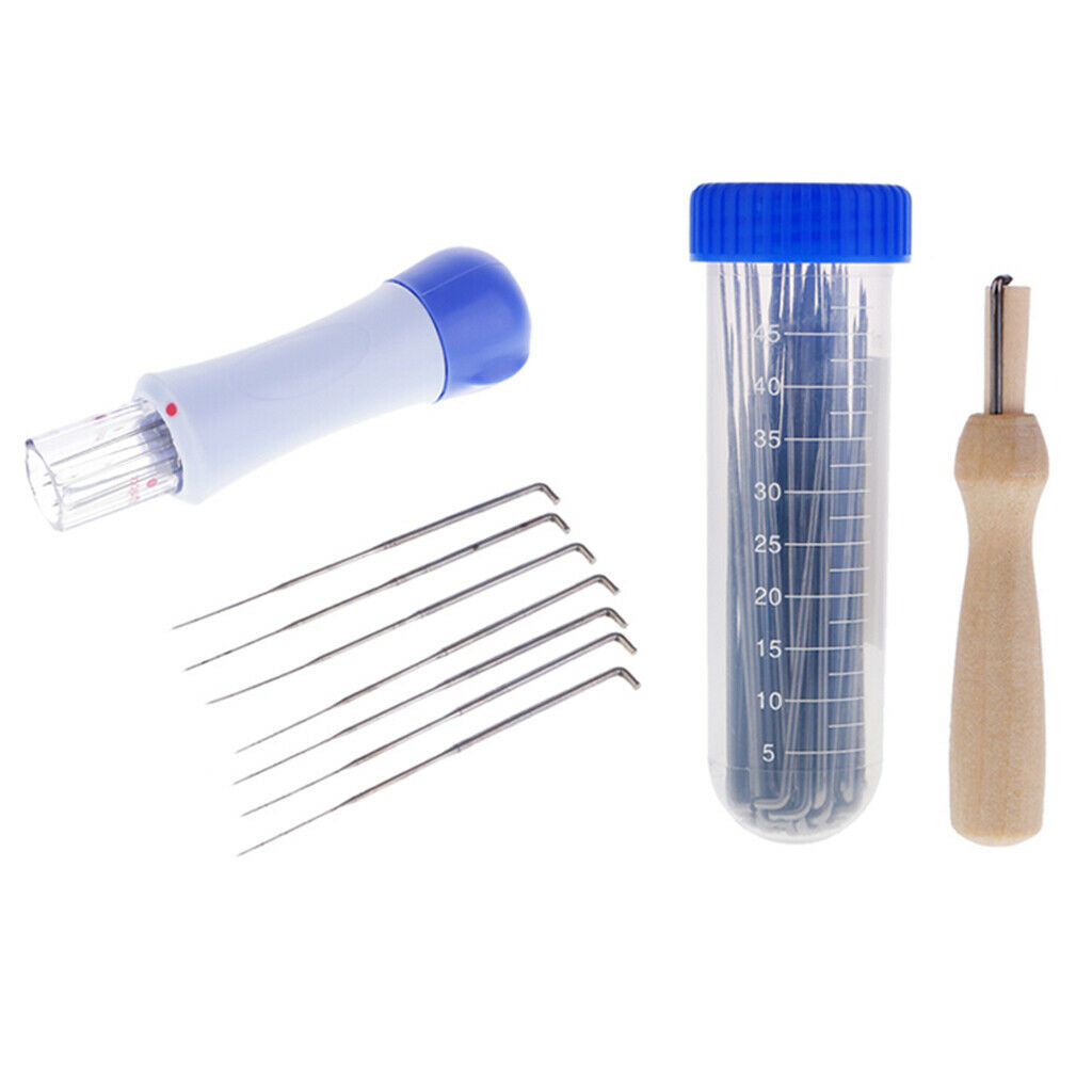 67x Felt Needles with Wooden Handle Felt Pen for Felt Starter Kit