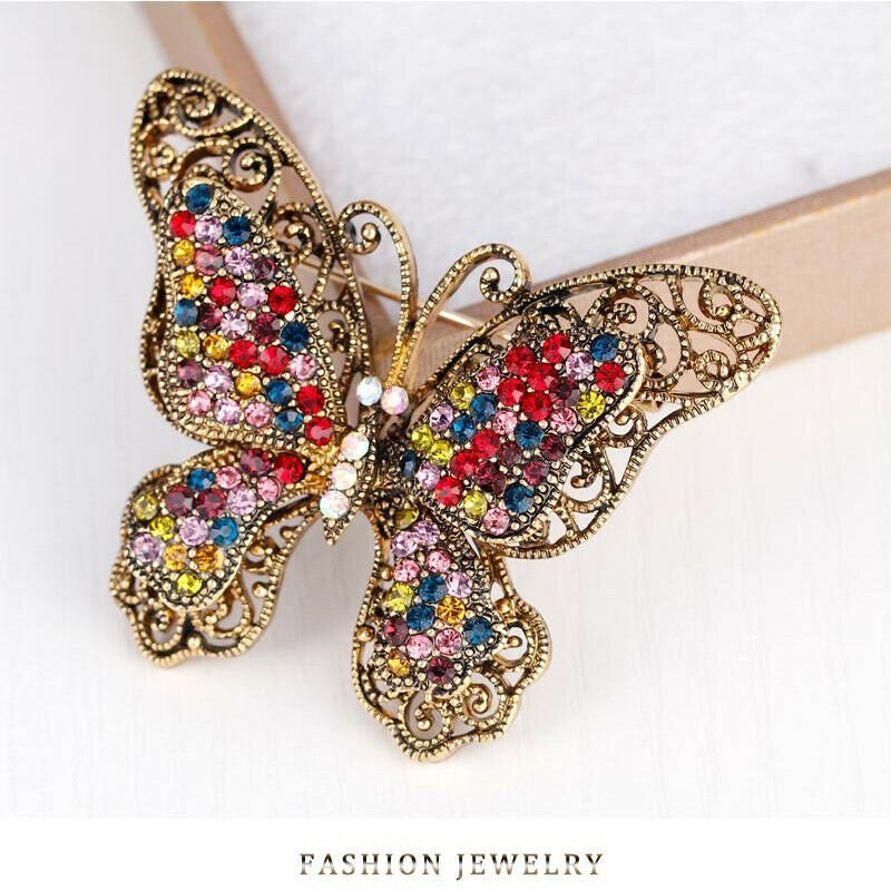 Butterfly Brooch Luxury Crystal Pin Big Brooches Banquet Clothese Accesso.l8