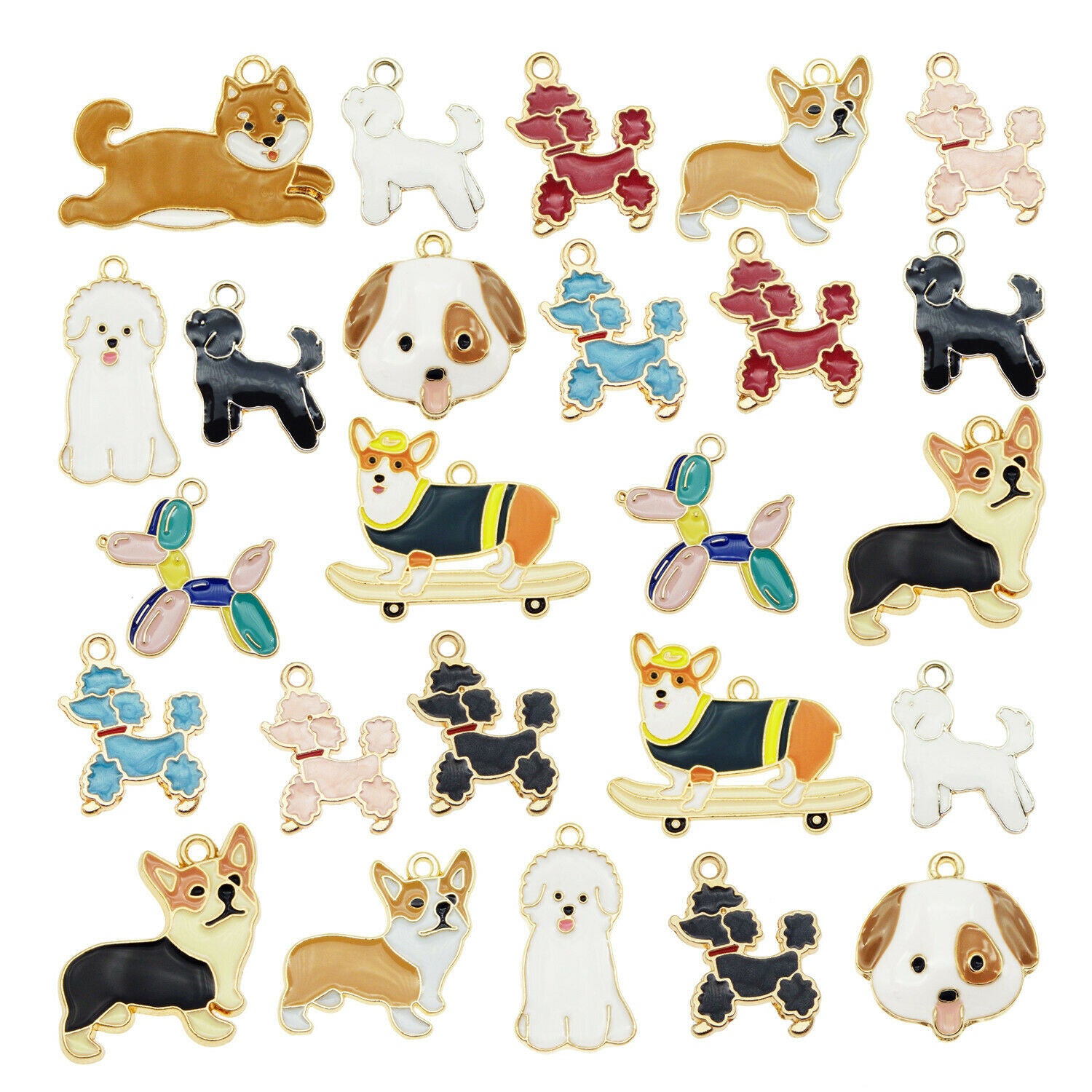 13PCS/Pack Colorful Assorted Pet Dog Puppy Pendant Charms DIY Making Findings