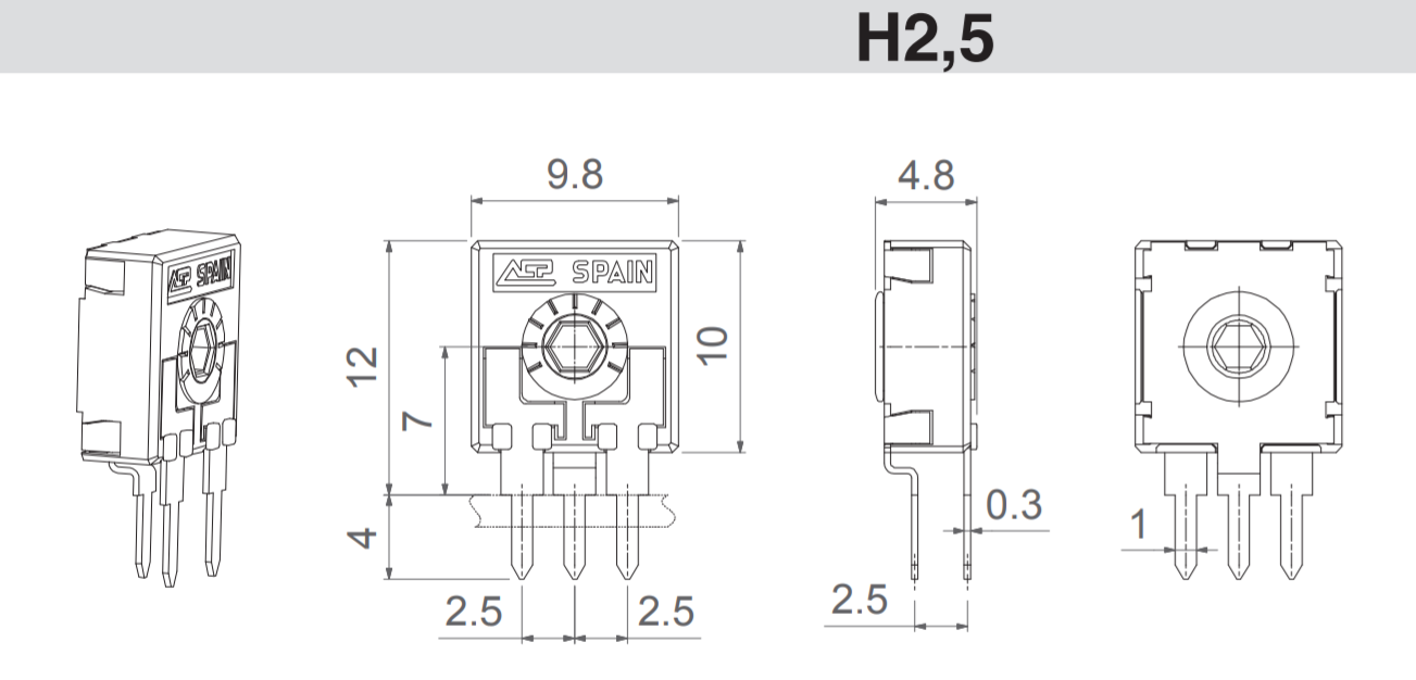20pcs - ACP CA9MH2.5-10KA 10K TYPE-A Vertical Trimmer Potentiometer 9mm