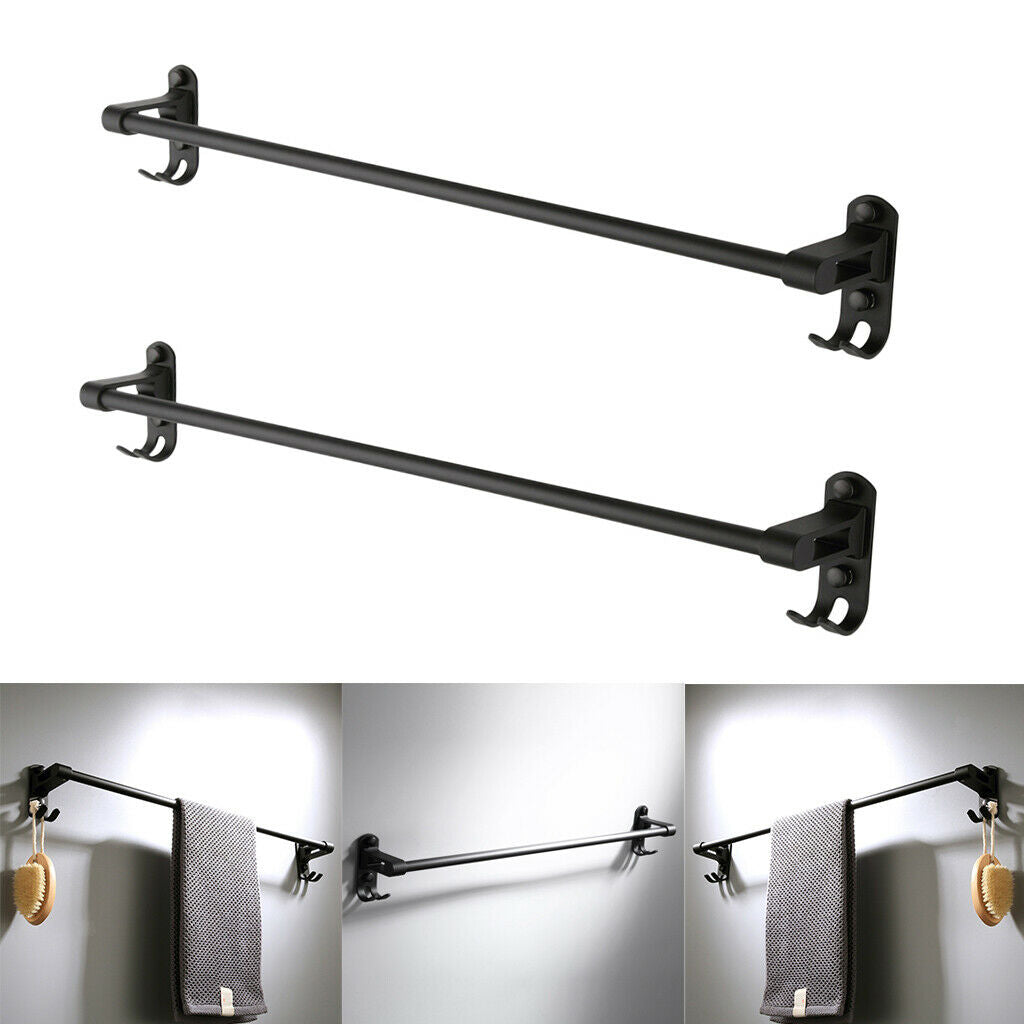 2Piece of  Black Finish Aluminuml 24Inch Bathroom Towel Rack Wall Mounted Towel