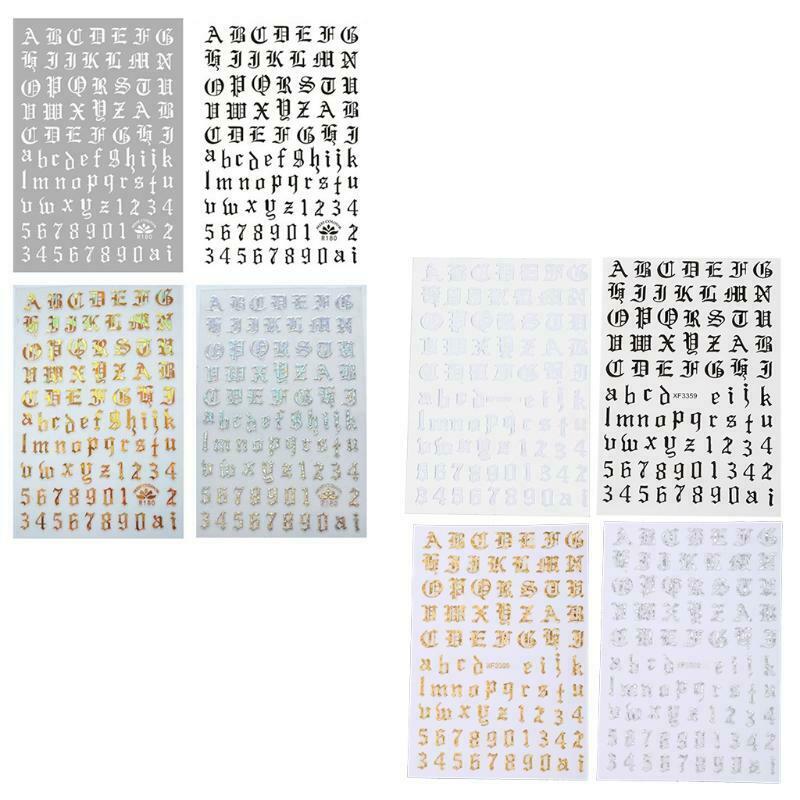 4Color/Set Russia Letter Word Numbers Old English Nail Stickers Nail Art Decals