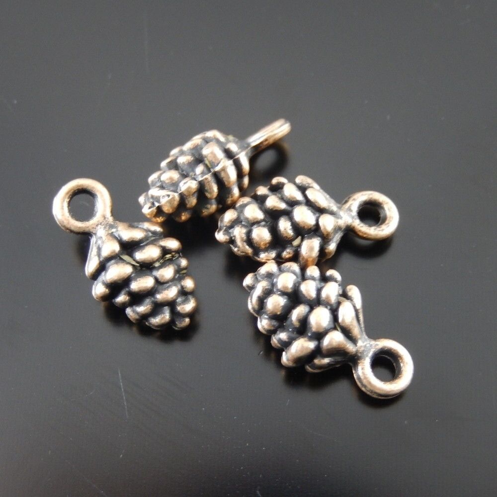 50951 Red Copper Alloy Pinecone Shape Pendants Charms Findings Crafts 40pcs