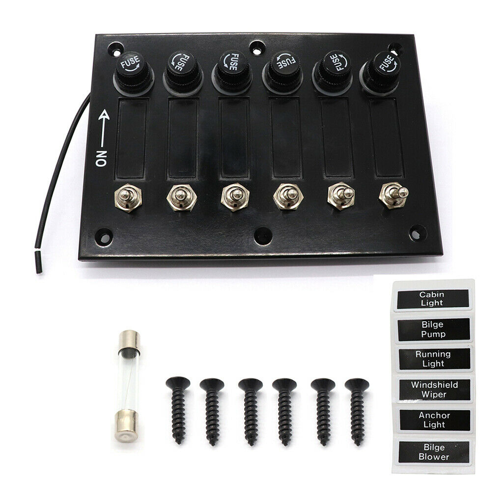 Boat Rocker Switch Panel 6 Gang Waterproof Circuit Breaker Marine Caravans
