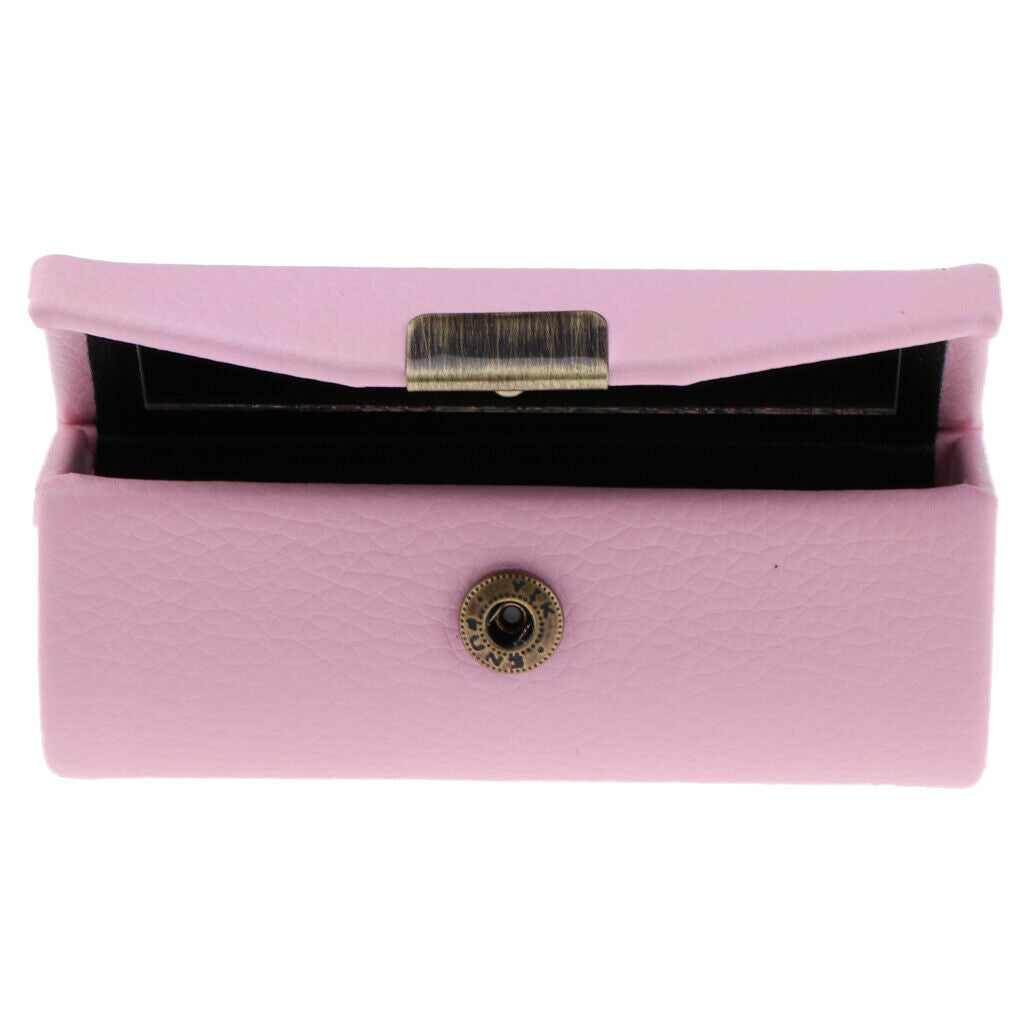 2 Pieces Leather Lipstick Case Holder Storage Box mirror Purse Pocket