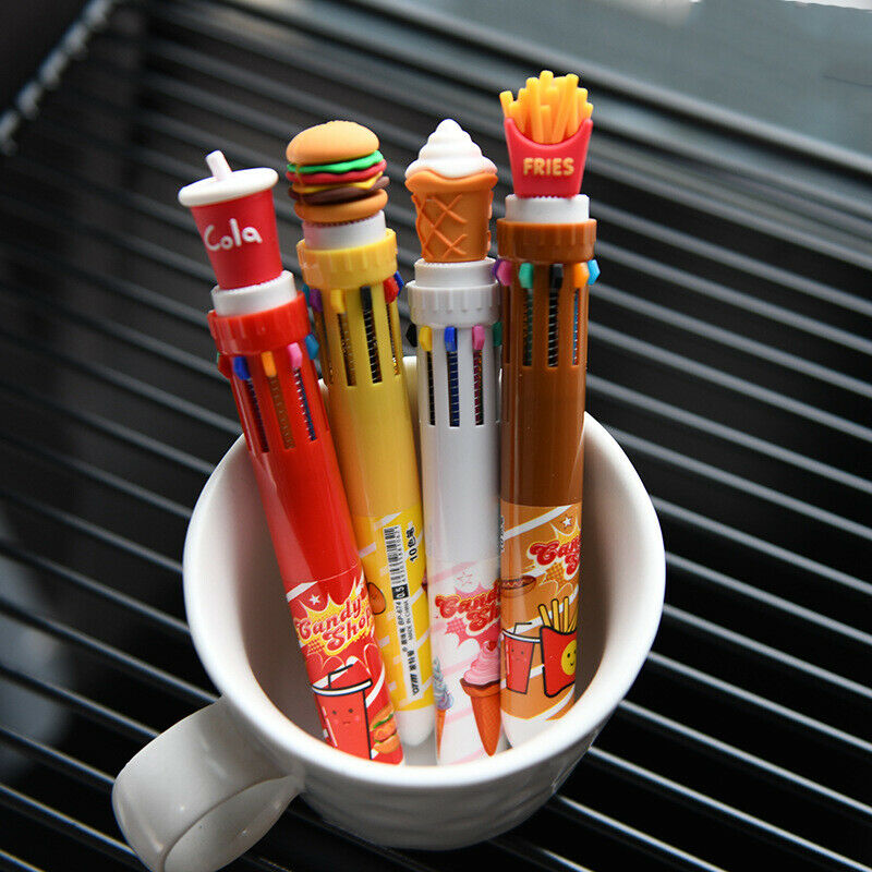 10 Colors Cute Ballpoint Pen School Office Supply Stationery Coke Burger Fr Kt