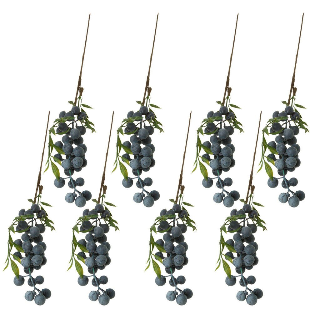 8x Artificial Maple and Oak Bushes with Berries Fall Leaf Decor
