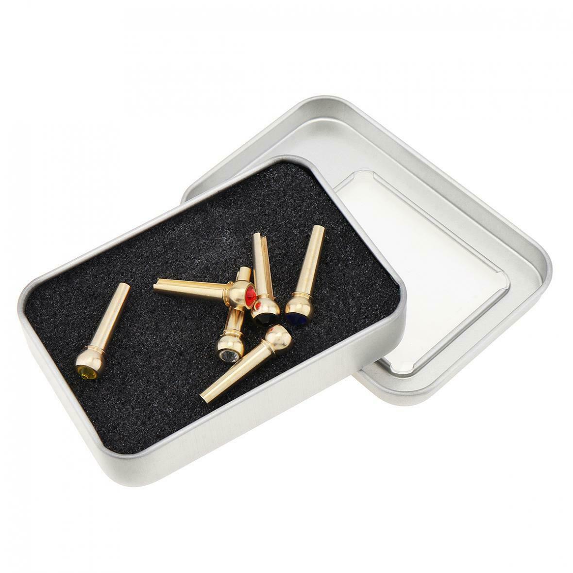 6pcs Guitar Strings Nail Acoustic Colorful Guitar Bridge Pins Brass Guitar