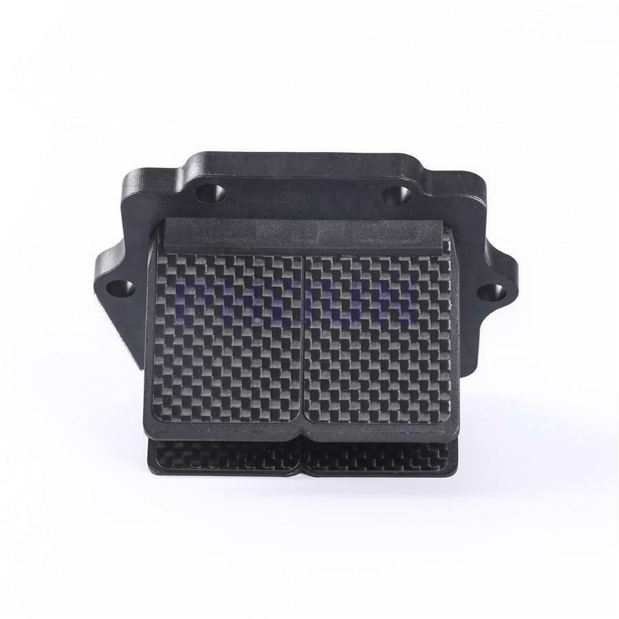 Black Carbon Fiber Reed Valve w/Spacer Kit For Kawaski KX250 KDX250 KX125 KMX125