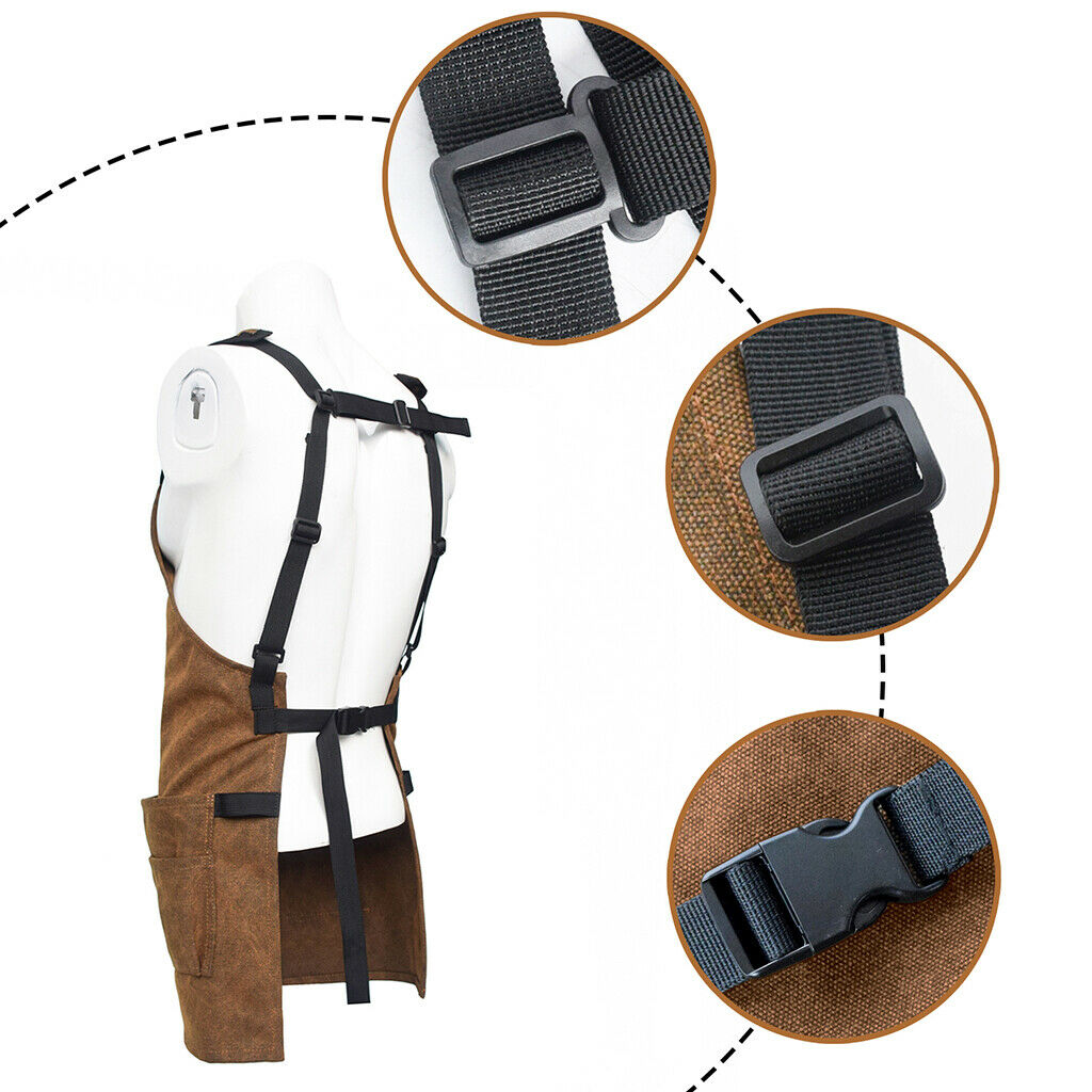 Durable Canvas Tool Apron with Adjustable Strap for DIY BBQ Carpenter Unisex UK